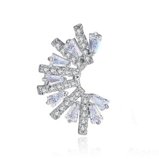 KP Nail Jewellery, &ldquo;Triple AAA Zircon Selection&rdquo;, Rhodium Plating , 11 mm  x 18 mm, Clear