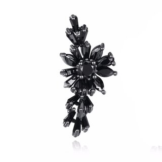KP Nail Jewellery, &ldquo;Triple AAA Zircon Selection&rdquo;, Black Plating,  11 mm  x 22 mm, Black